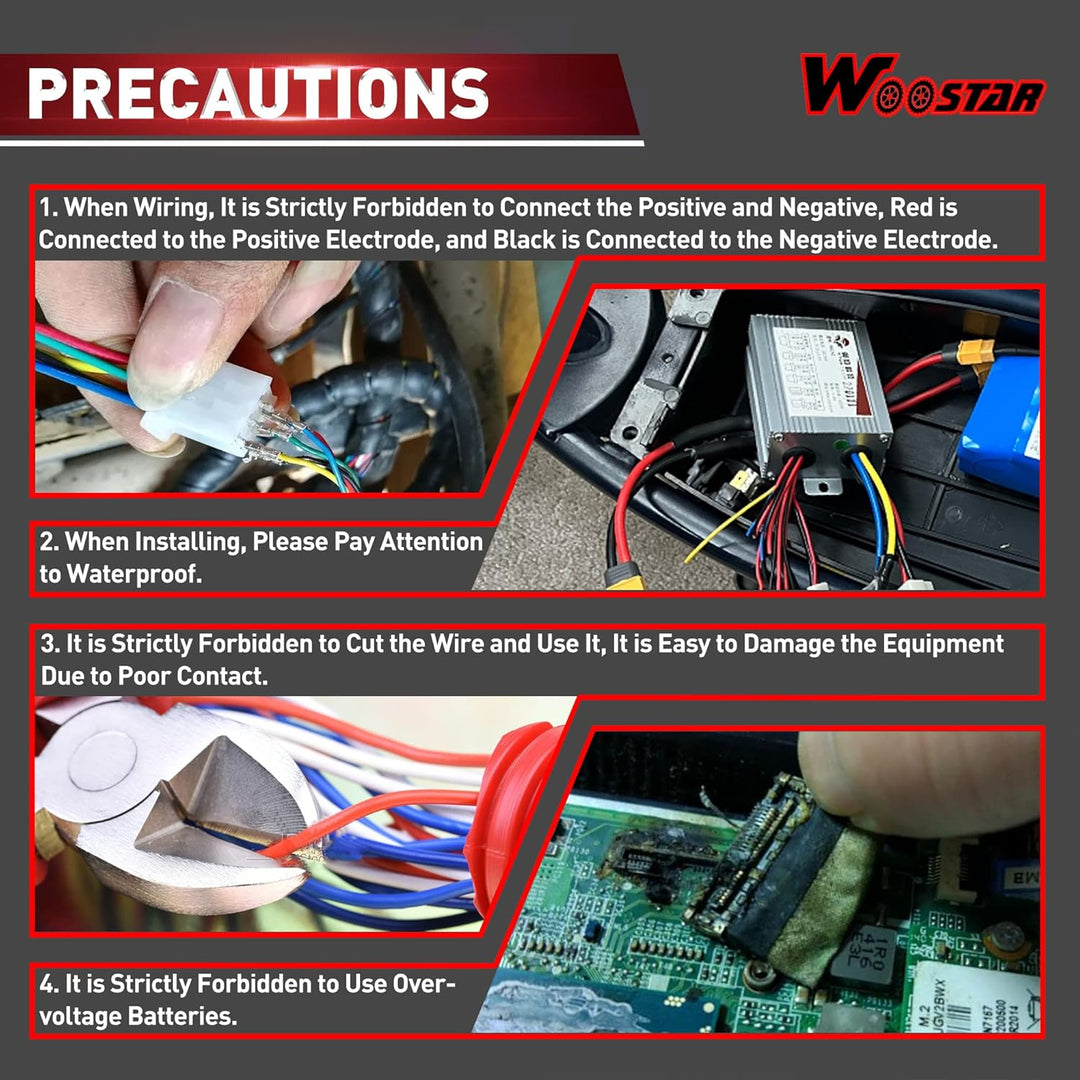 WOOSTAR Motorrad Spannungswandler 48V 1000W Ersatz für Elektrischeral Roller Ebike Tricycle Brush, 4