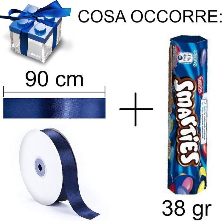 Omada Design Favor Boxes aus Plexiglas, 24 Stück, Ziegelform 5x5x5 cm mit farbigen Deckeln, ideal fü