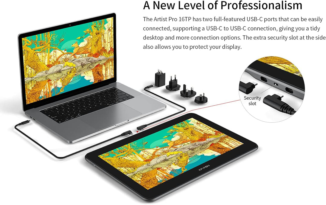 XP-PEN Artist Pro 16TP Grafiktablett mit 4K Multi-Touch Display, 92% Adobe RGB Farbumfang, 16 Zoll v