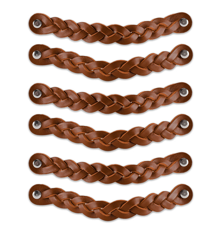 Brute Strength - Ledergriffe für Möbel - Geflochten - Cognac - 12 Stück - 20 x 2,5 cm - Schrankgriff