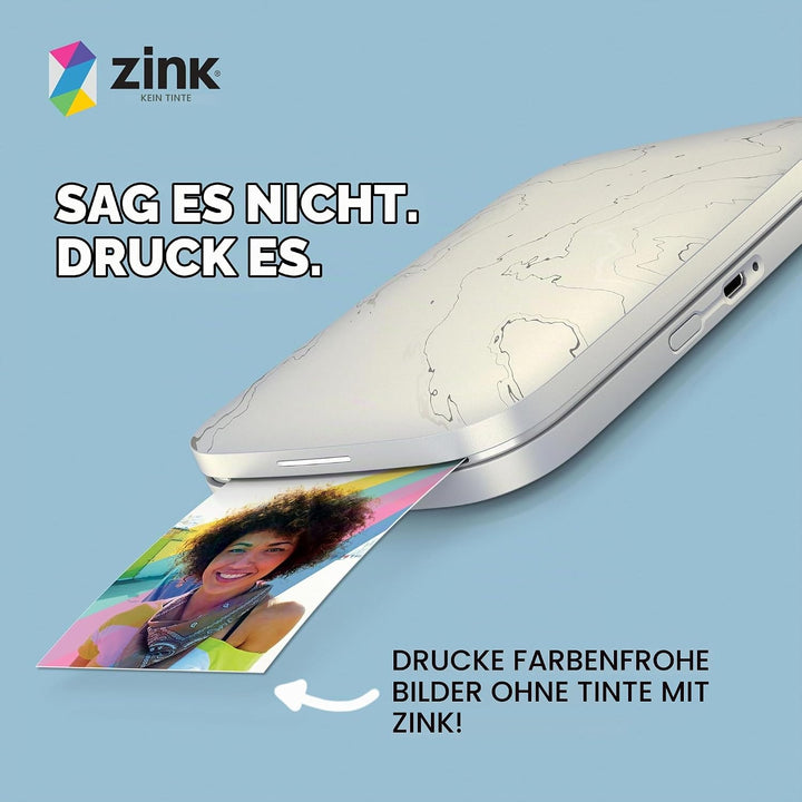 HP Sprocket 5,8 x 8,7 cm Premium Zink Fotopapier mit selbstklebender Rückseite (50 Blatt) Kompatibel