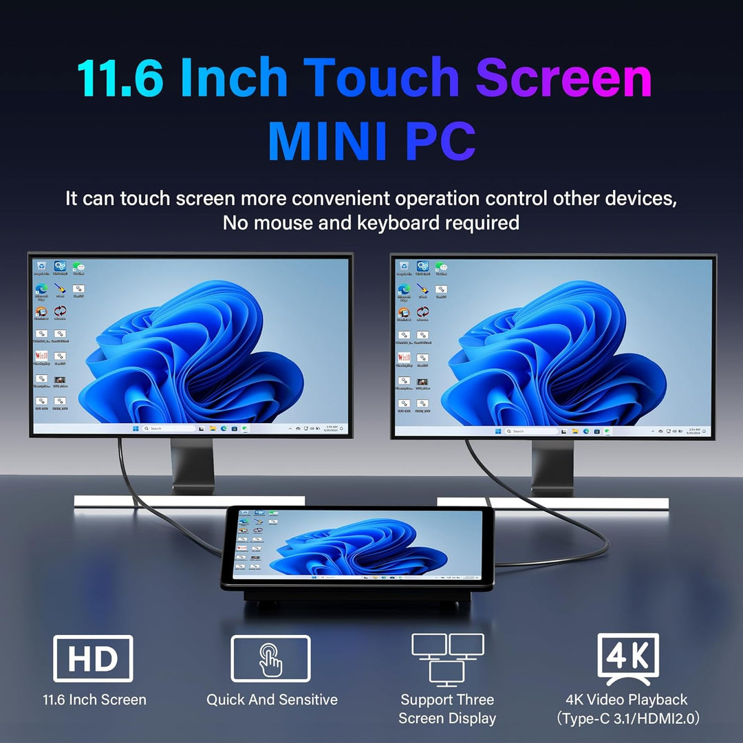 HEIGAOLAPC Mini Computer PC Mini Deko PC Win11 Pro Intel N5095, 8GB RAM, 128GB eMMC, Mini-pc mit Tou