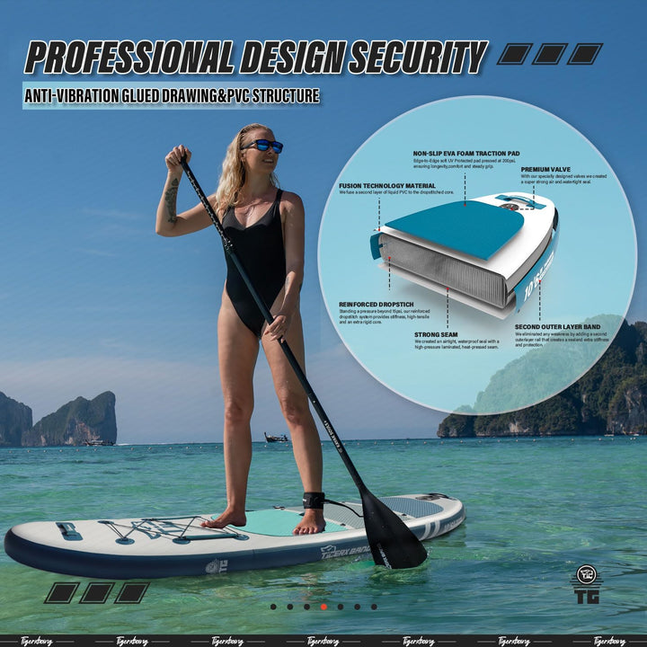 TIGERXBANG SUP Boards Stand Up Paddling Board, aufblasbare Paddle-Boards Defender-Pro-Kollektion Bla