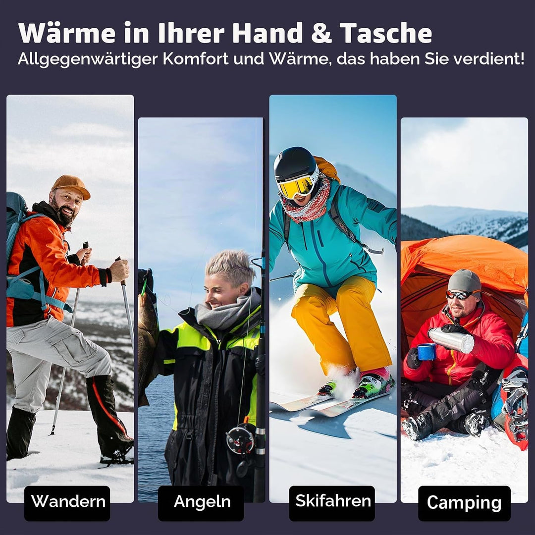 Handwärmer Wiederaufladbar 2 er,10000mAh Tragbarer Taschenwärmer,3 in1USB Batteriebetriebener Elektr