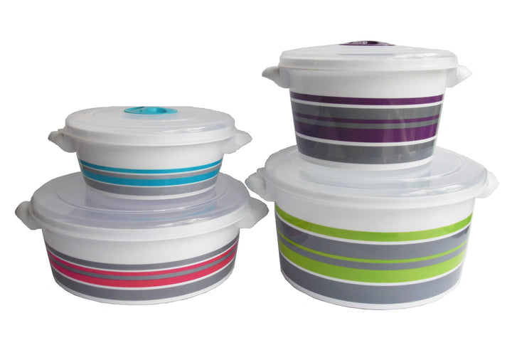 Tredoni 4 Grössen Set Mikrowellen-Topfwanne mit belüftetem Deckel - Heizkochen Dampfgartopf (4 Gröss