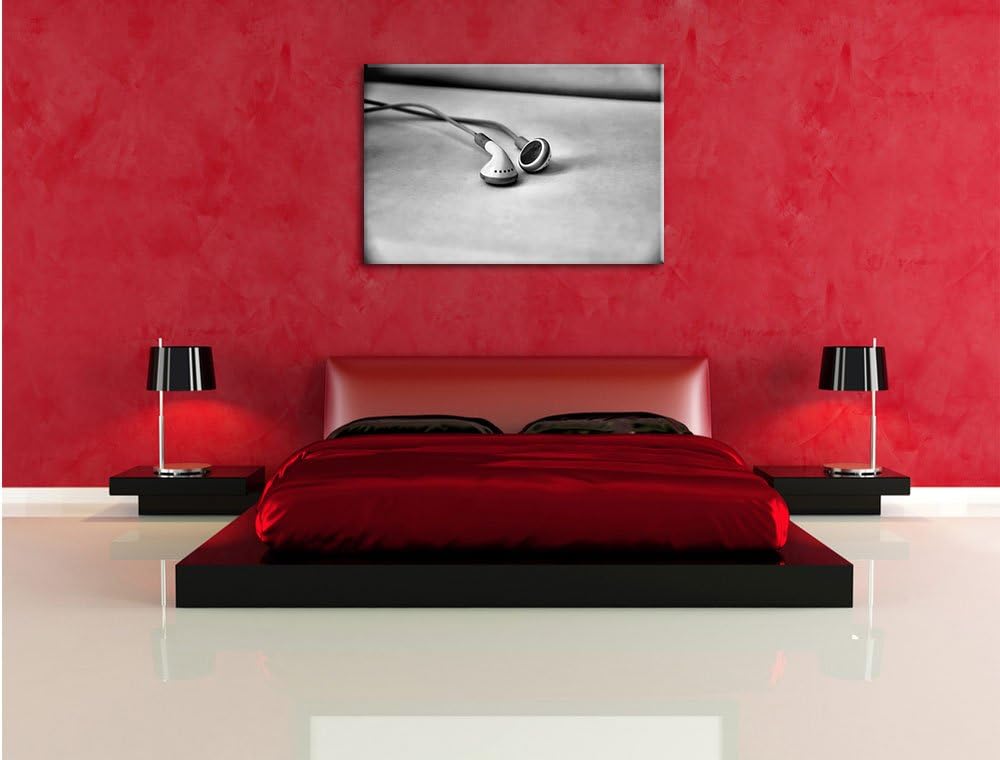 Monocrome, Kopfhörer, Format: 100x70 auf Leinwand, XXL riesige Bilder fertig gerahmt mit Keilrahmen,