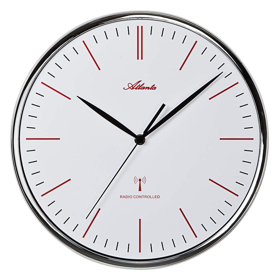 Atlanta Funkwanduhr lautlos ohne Tickgeräusche 32 cm Rund Silber modern - 4494