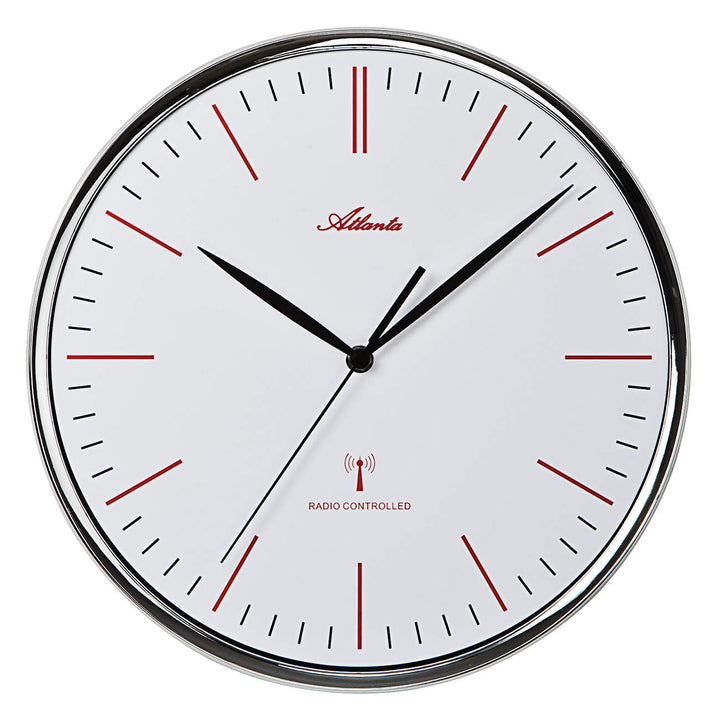 Atlanta Funkwanduhr lautlos ohne Tickgeräusche 32 cm Rund Silber modern - 4494