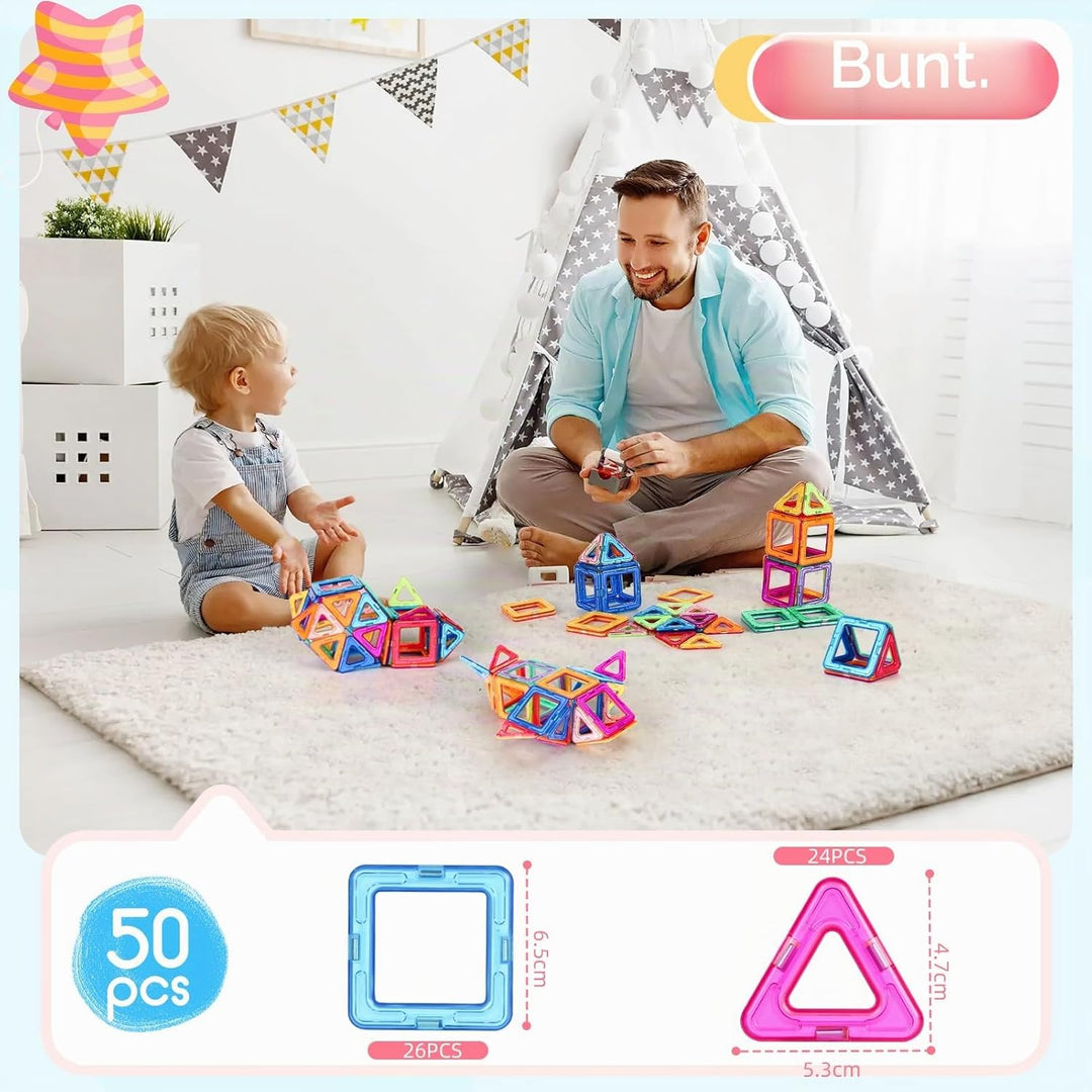 aaczly Magnetische Bausteine 50 Teile Magnetbausteine Magnet Spielzeug Kinder 3D Magnetspielzeug Mag