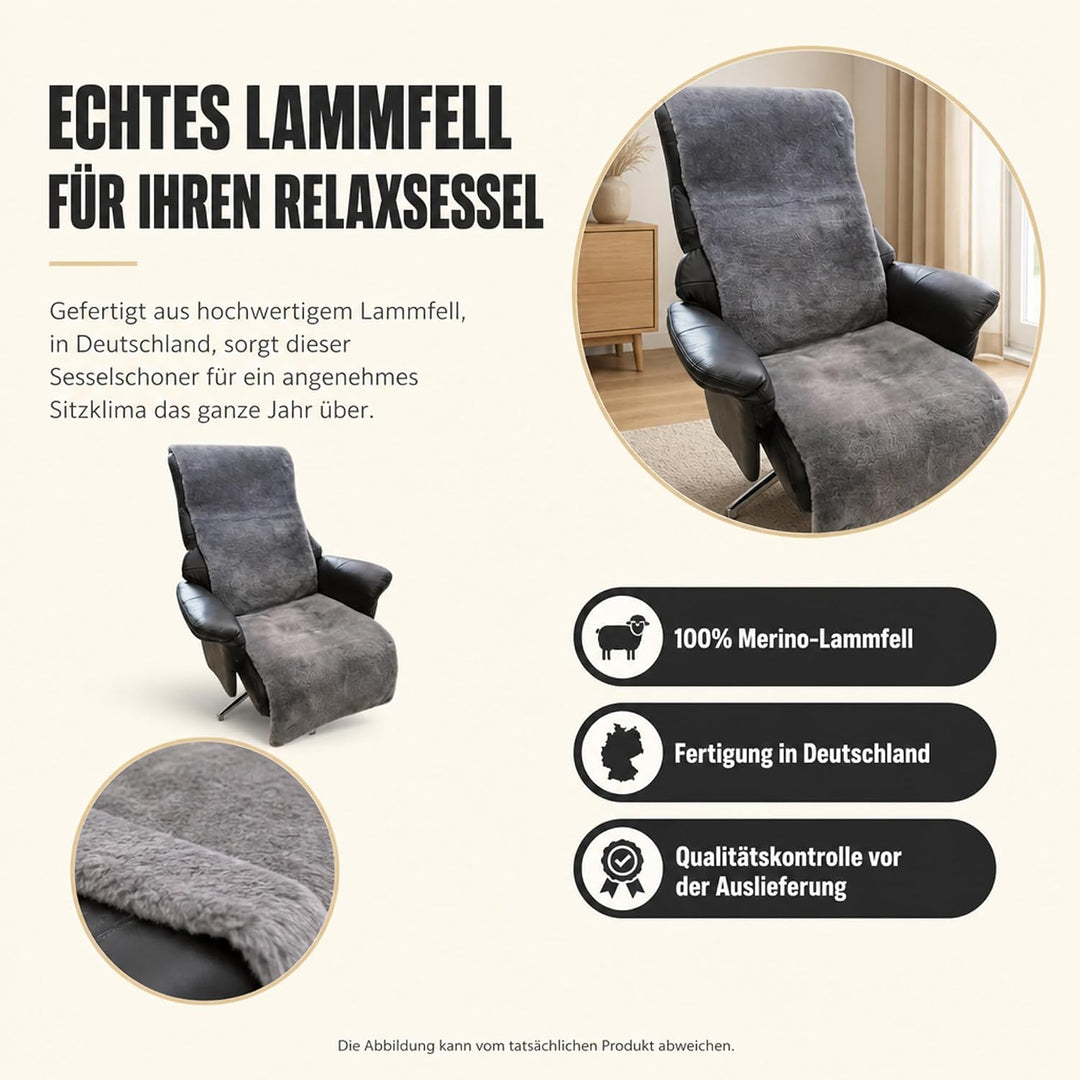 Sesselschoner Lammfell Premium Sesselauflage Relax, Sesselschutz - Breite 50 cm (Länge 160 cm, Schie