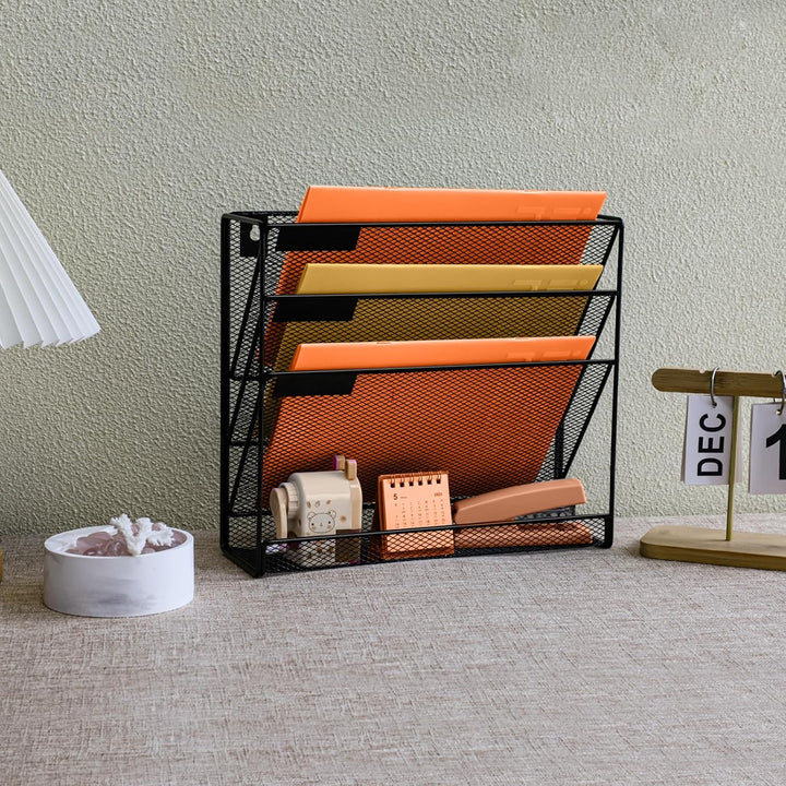 Hängeorganizer Wandablagefächer 4 Etagen Wandmontage Schreibtisch Organizer, A4 Zeitschriftenhalter