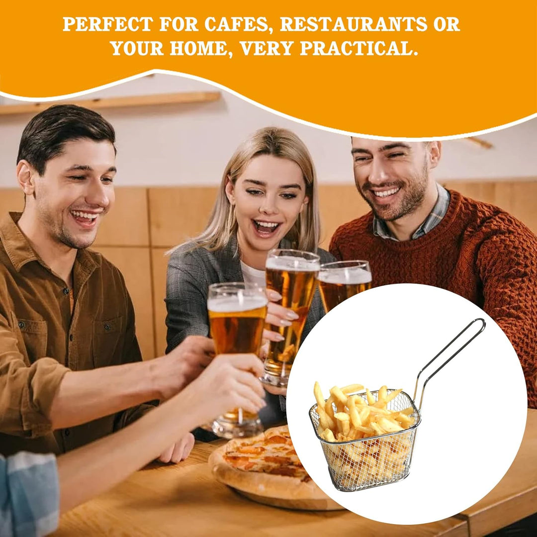 Sporgo 12 Stück Pommes Körbchen: Klein Edelstahl Frittierkorb Silber Pommeskörbchen, Korb für Fritti