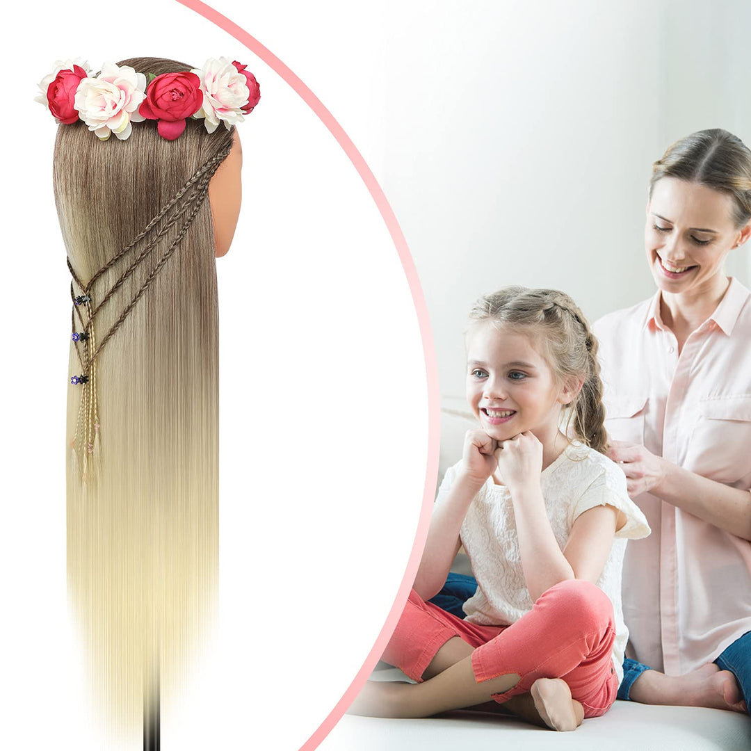 Trainingsköpfe, 28 inch Übungskopf Frisierkopf Friseur 100% Synthetikfaser-Haar Styling Kopf Frisier