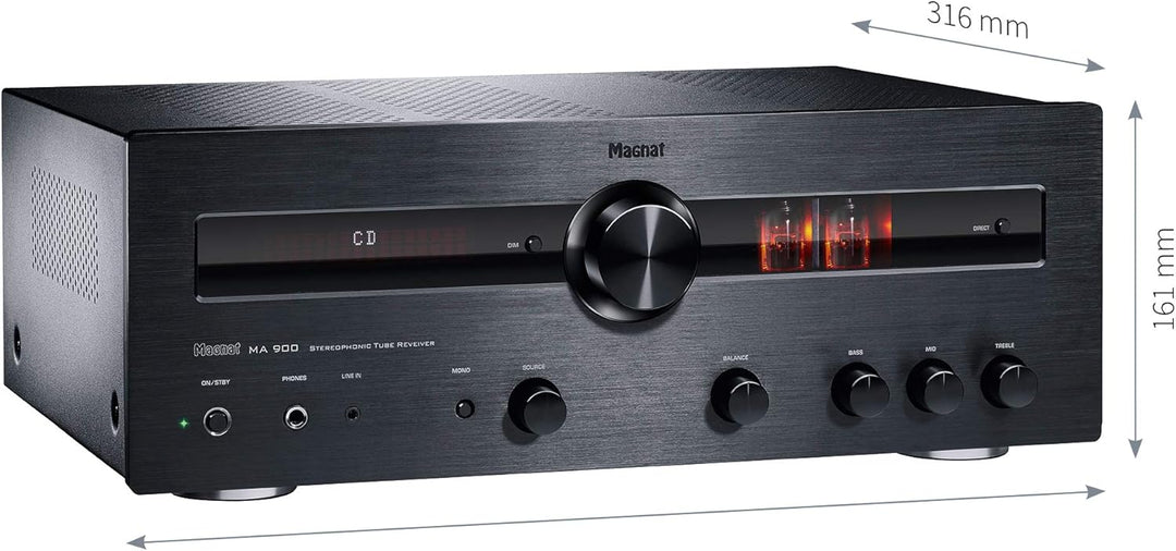 Magnat MA 900, schwarz - robuster Stereo Hybrid-Verstärker mit hochwertiger Aluminium-Front und hohe