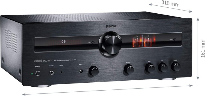 Magnat MA 900, schwarz - robuster Stereo Hybrid-Verstärker mit hochwertiger Aluminium-Front und hohe