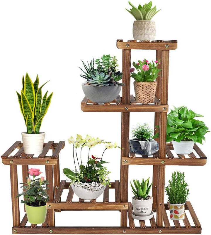 Ejoyous 5-lagiger Holz Blumenständer, mehrschichtiges Blumenregal Pflanzenregal Blumentöpfe Pflanzen