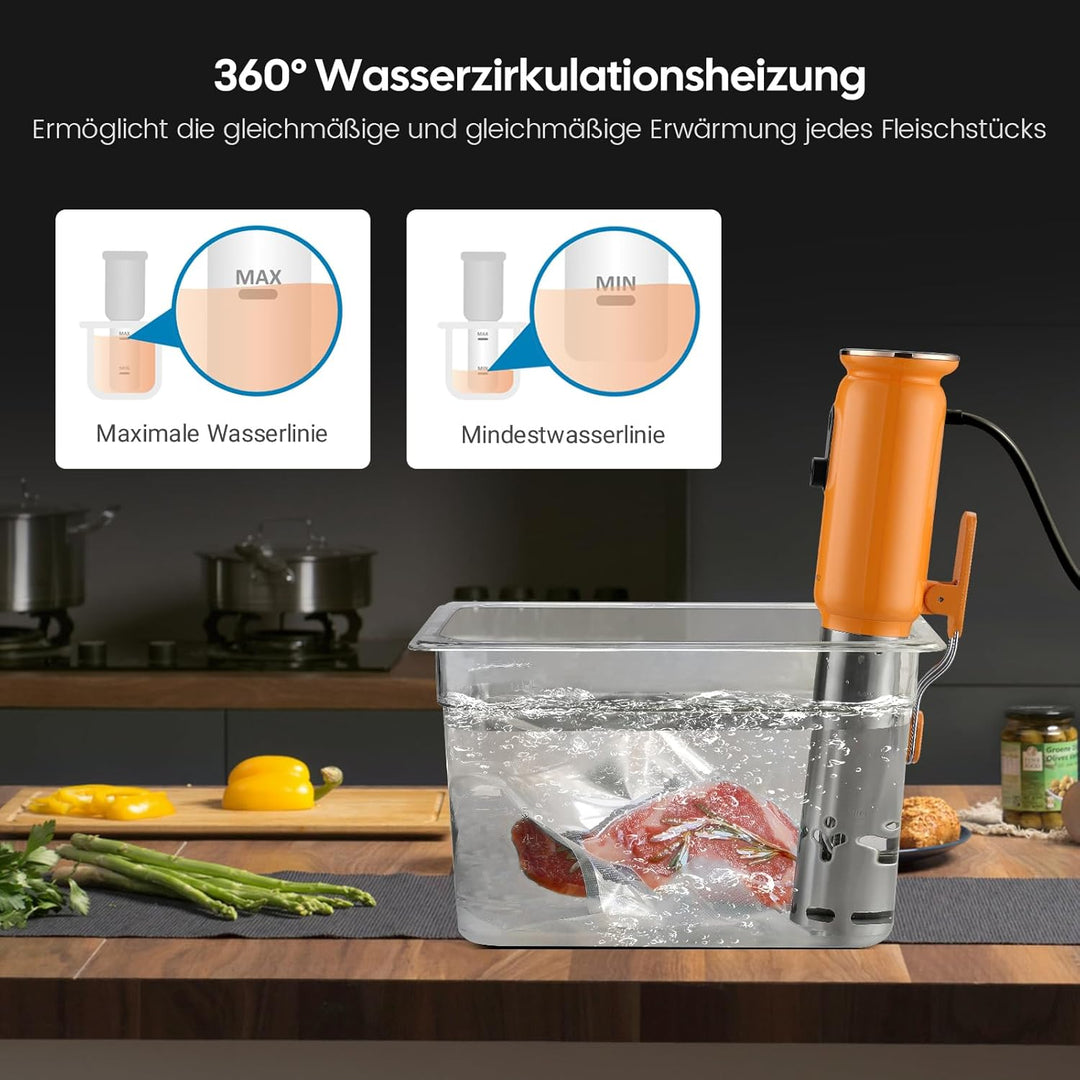 INKBIRD WiFi Sous Vide Garer ISV-101W, 1000 Watt Sous Vide, 3D-Wasserzirkulationserhitzung, Sous Vid