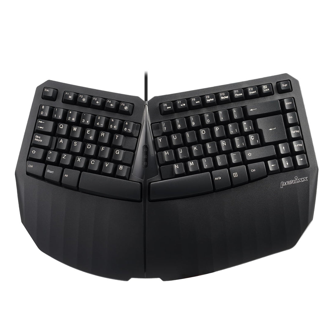 Perixx PERIBOARD-413B ES, Kabelgebundene ergonomische kompakte Geteilte Tastatur, 40 x 27,5 x 5,5 cm