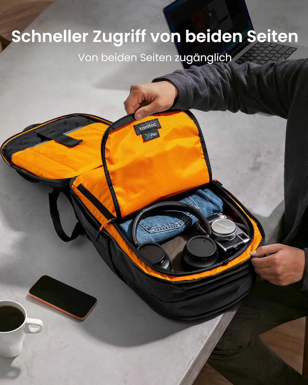tomtoc Laptop Rucksack 26L, Business Rucksack Herren Damen mit Laptopfach für 15,6-16 Zoll Notebook,