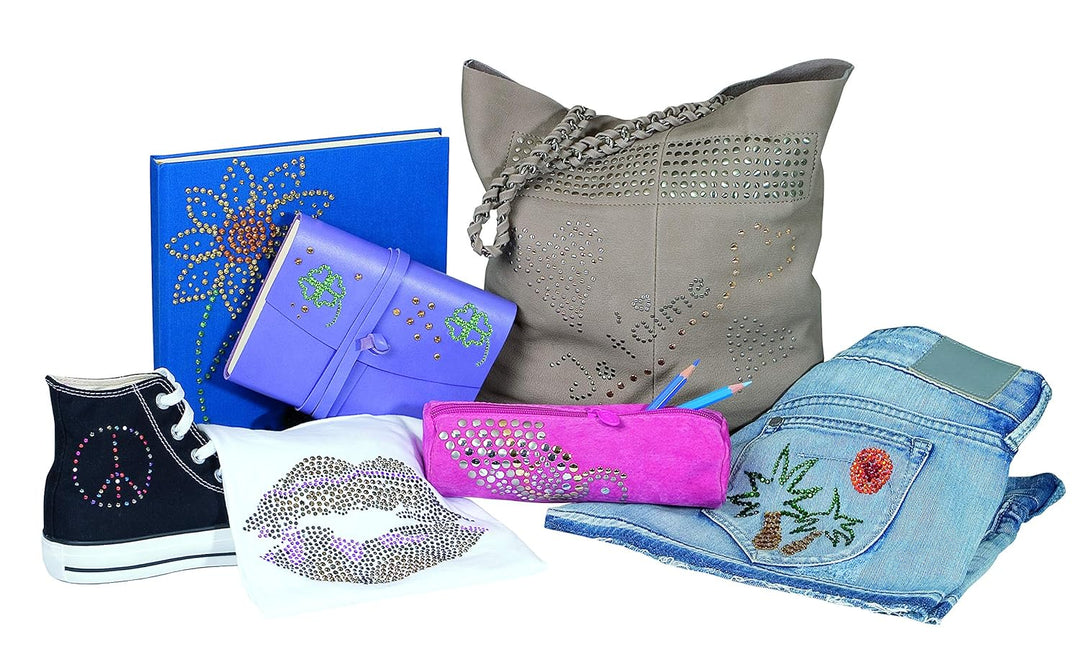 Pebaro 0251 Strass Set, Strasskolben, 12 Aufsätze für verschiedene Grössen, 576 Strasssteine, Hotfix