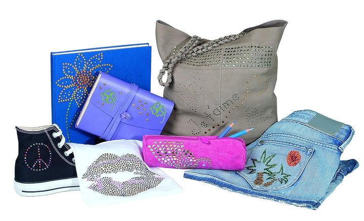 Pebaro 0251 Strass Set, Strasskolben, 12 Aufsätze für verschiedene Grössen, 576 Strasssteine, Hotfix