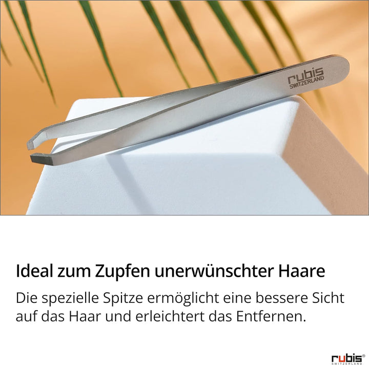 Rubis Crab Pinzette gekröpft - Augenbrauen Pinzette zum Augenbrauen zupfen abgewinkelt, gerade Spitz