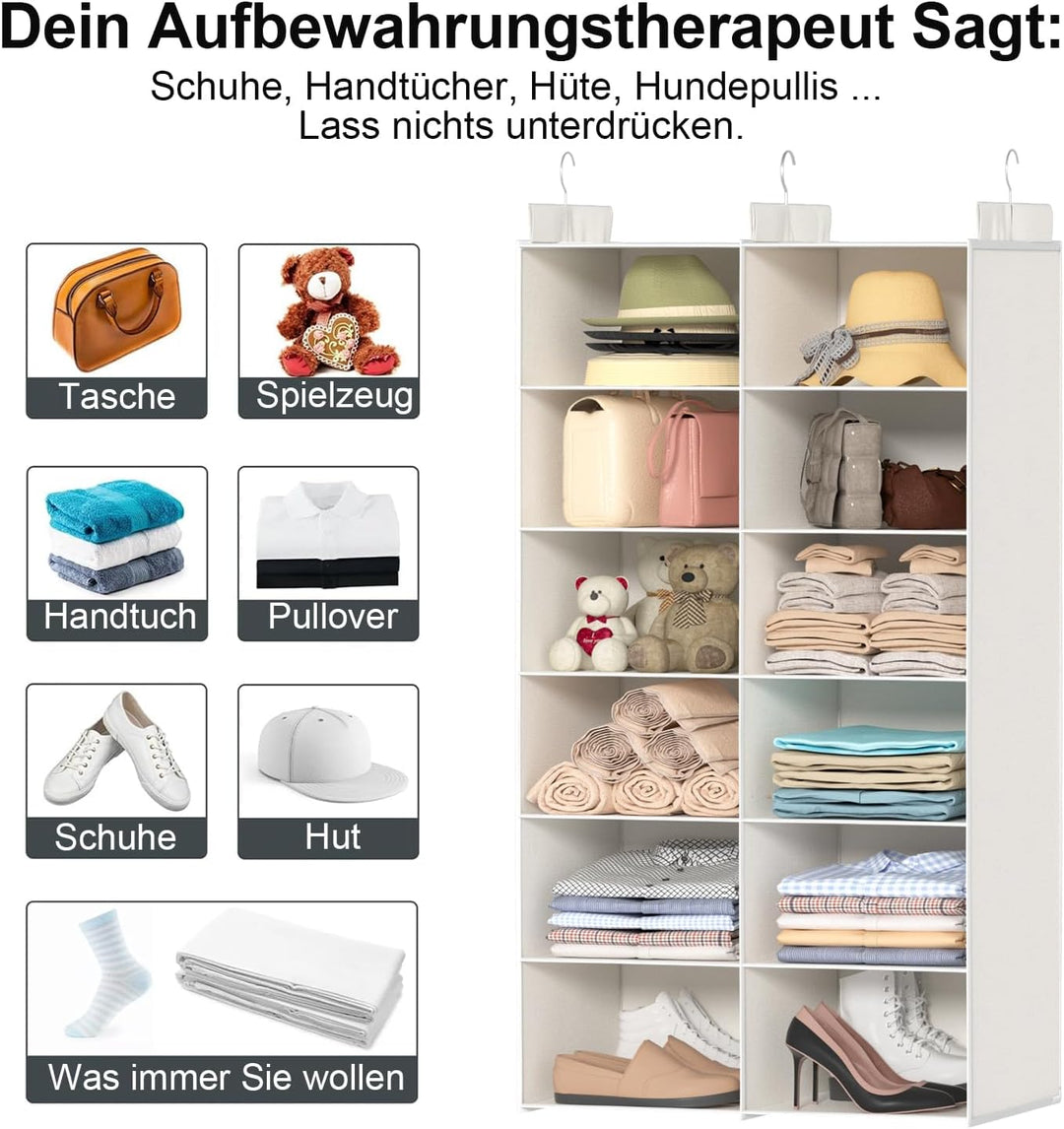 ALLTIDYUP Doppelreihe Hängeregal, Schrank Organizer für Kleidung, Faltbarer Kleiderschrank Organizer