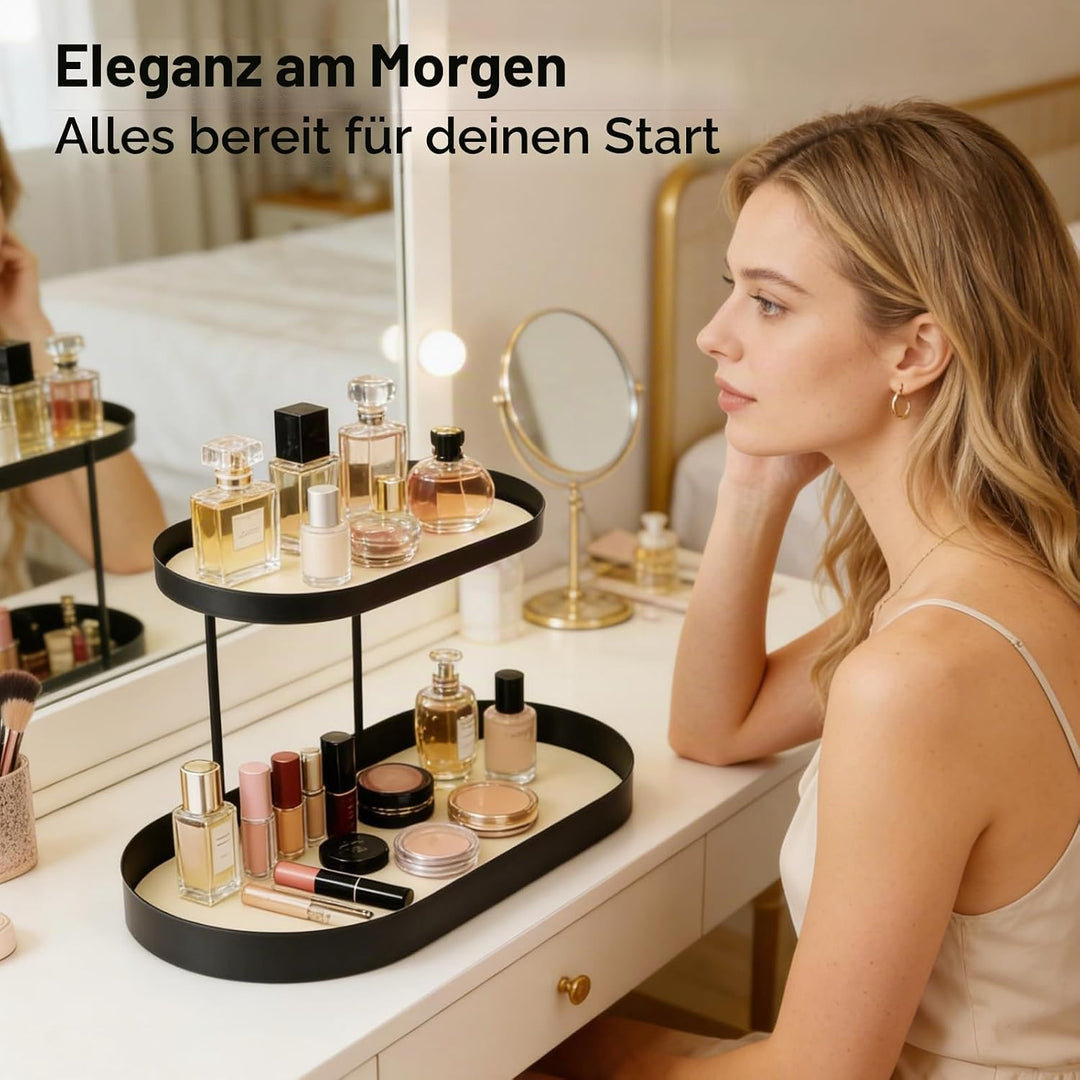 Parfüm Organizer 2-stöckig, Schminktisch Make Up Organizer, Elegantes Modernes Parfüm Regal aus Meta