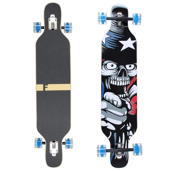 FunTomia Longboard mit 3 Flex Stufen Drop Through Cruiser Komplettboard Mach1 Speed Kugellager T-Too