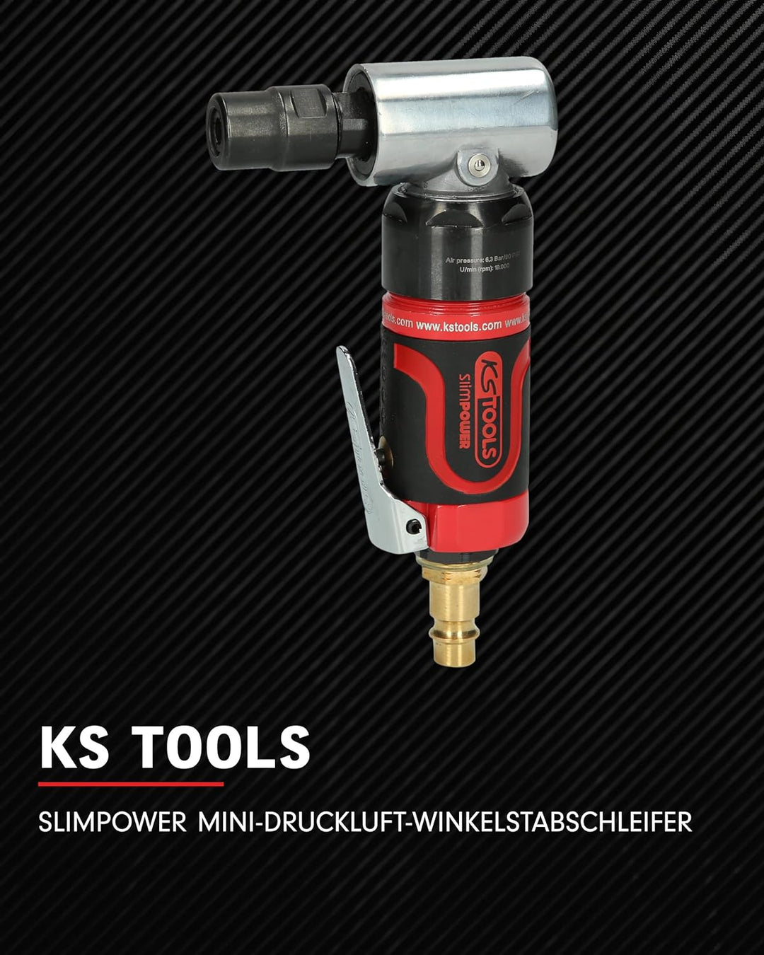 KS Tools Druckluft Winkelschleifer SlimPOWER 515.5535 19.000 U/min I Druckluftschleifer mit Geschwin