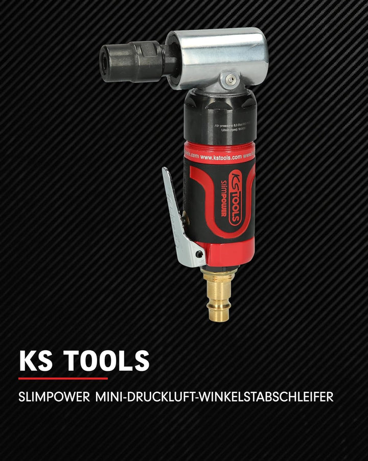 KS Tools Druckluft Winkelschleifer SlimPOWER 515.5535 19.000 U/min I Druckluftschleifer mit Geschwin
