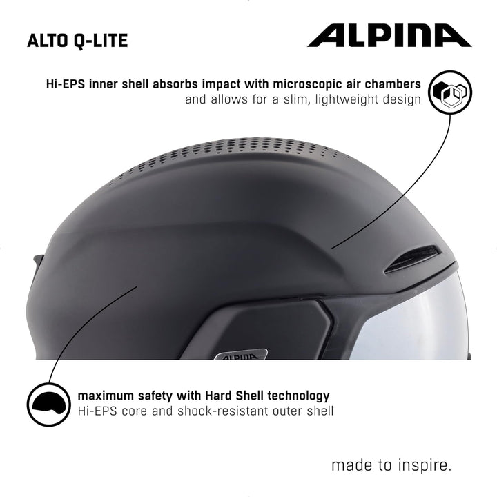 ALPINA ALTO Q-LITE - Sicherer, Stossabsorbierender & Individuell Anpassbarer Skihelm Mit Kontrastver