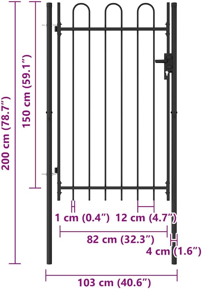 vidaXL Zauntor Einzelflügel Gewölbte Spitze Gartentor Gartentür Gartenpforte Zauntür Hoftür Tor Hoft