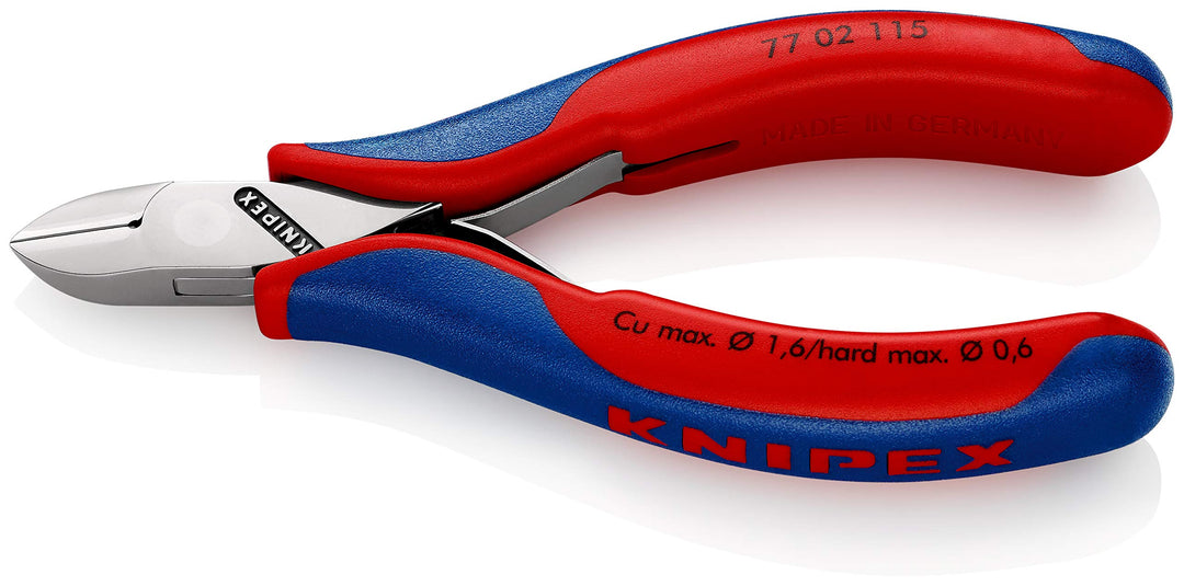 Knipex Elektronik-Seitenschneider mit Mehrkomponenten-Hüllen 115 mm (SB-Karte/Blister) 77 02 115 SB