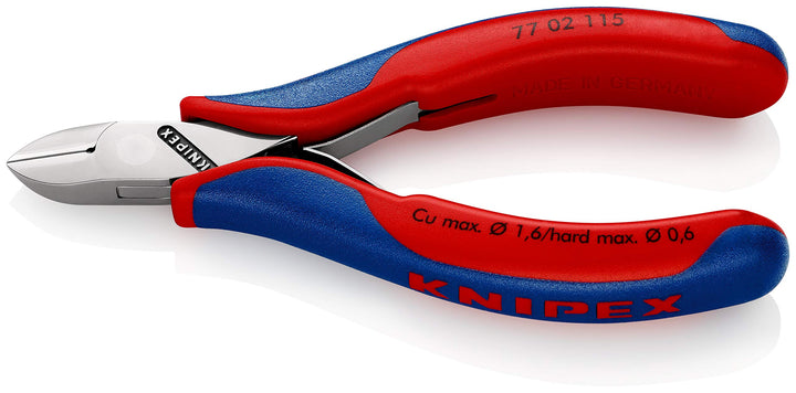 Knipex Elektronik-Seitenschneider mit Mehrkomponenten-Hüllen 115 mm (SB-Karte/Blister) 77 02 115 SB