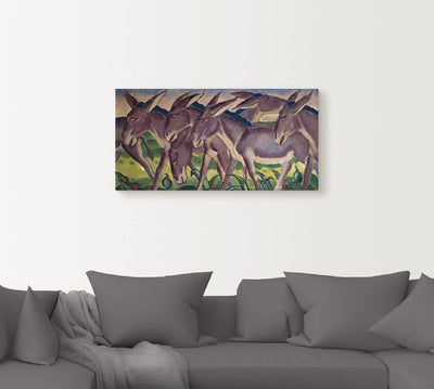 ARTland Leinwandbilder Wandbild Bild auf Leinwand 100x50 cm Wanddeko Tiere Esel Herde Eselfries 1911