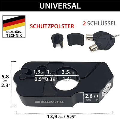 KRASER KR720B Motorrad Bremshebelschloss, Hochwertig Sicherheitsschloss, CNC, Motorradschloss Vespa