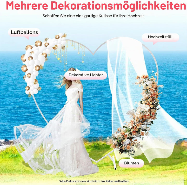 Herz Hochzeitsbogen Freistehend Hochzeitbogen Rahmen 200x210cm Herz-Formen Arch Stand Ballonbogen Bl