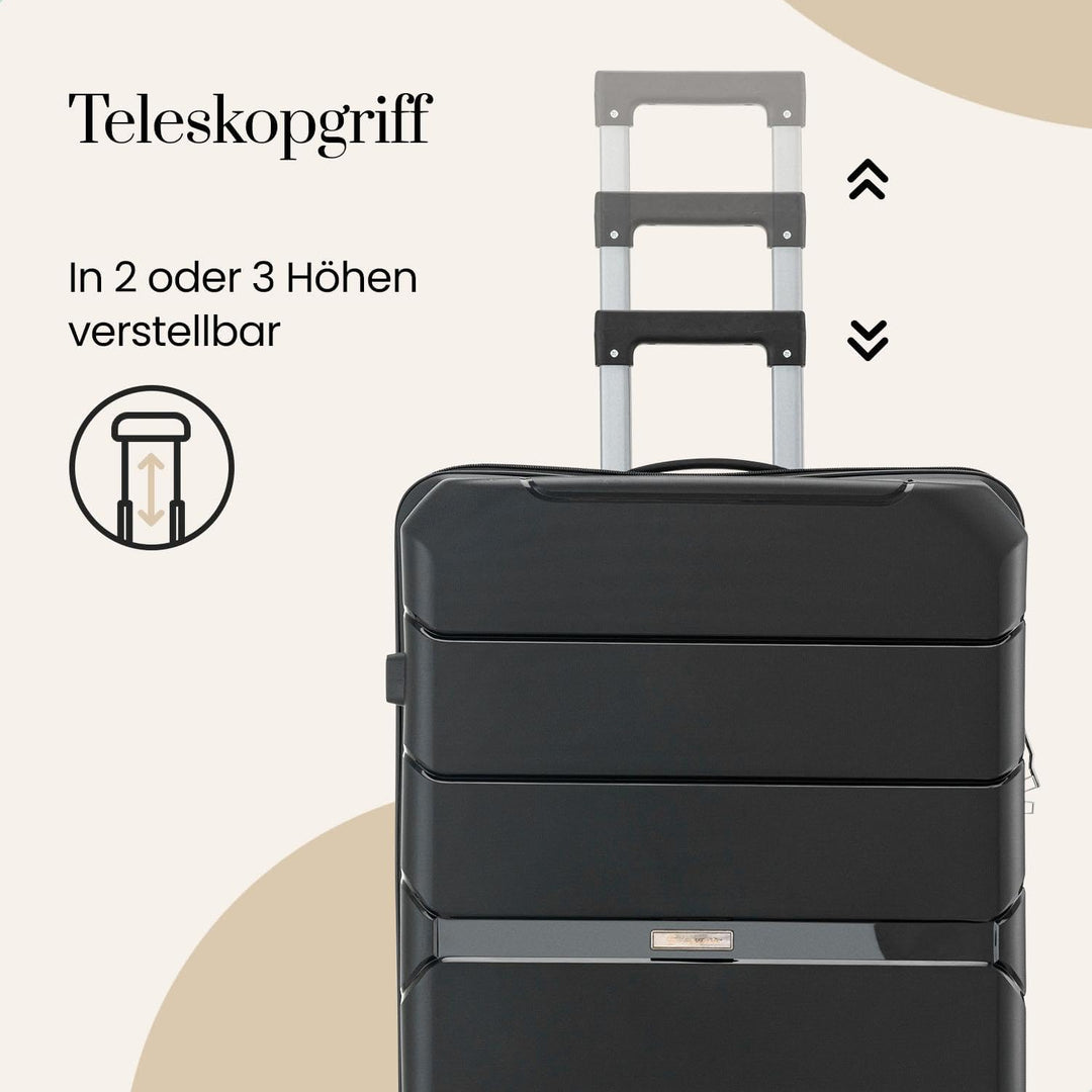 Urban Adventurer Kofferset 3-teilig 232L – Schwarz – Hartschalenkoffer mit Zahlenschloss &amp; 4 Rollen