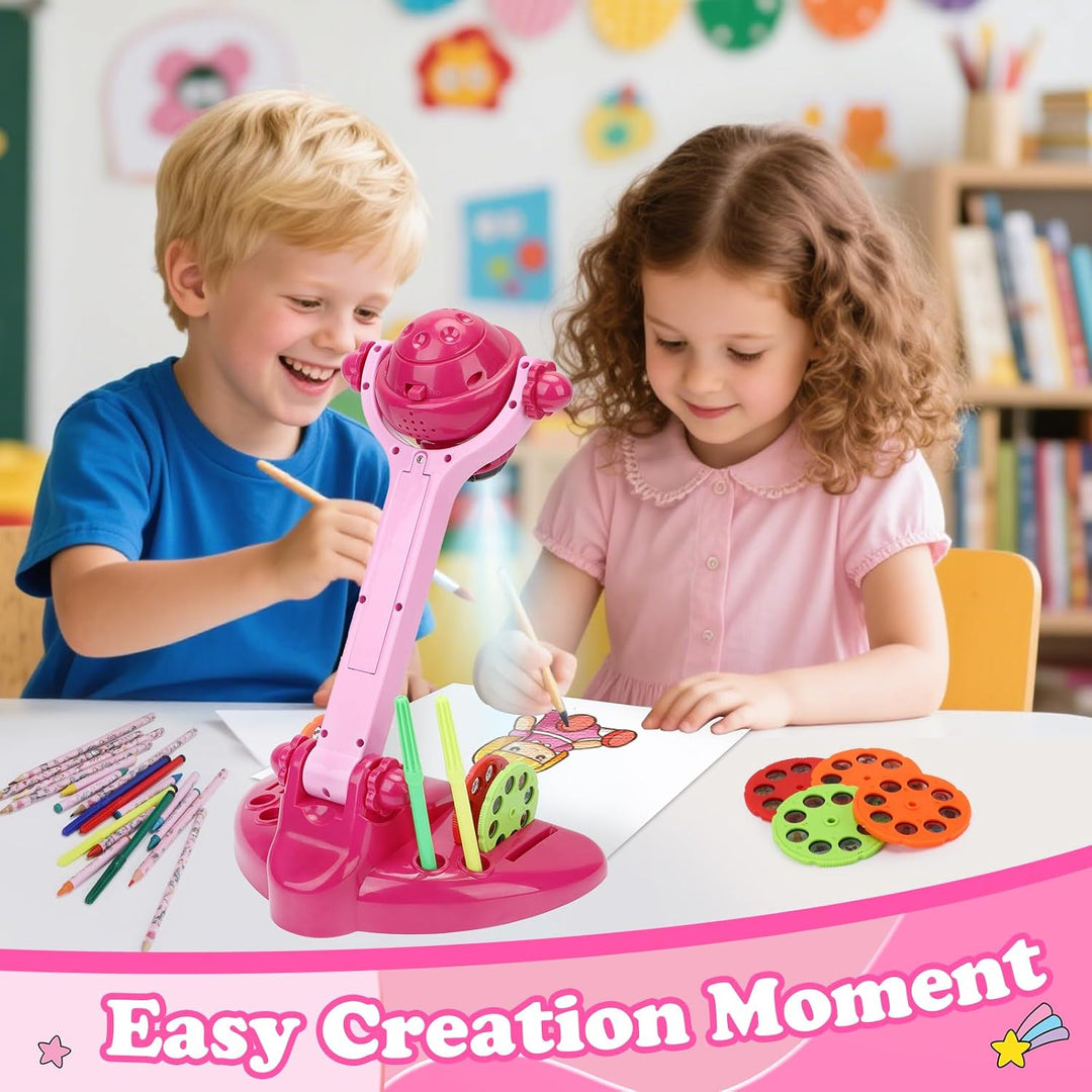 Zeichen-Projektor für Kinder, Kunst- und Bastelset, Spielzeug für Mädchen ab 3 Jahren, einschliessli