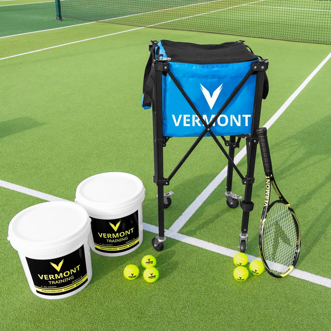 FORZA Vermont Pro rollender Tennisballkorb – tragbar und effiziente Aufbewahrung [150 Ballkapazität]