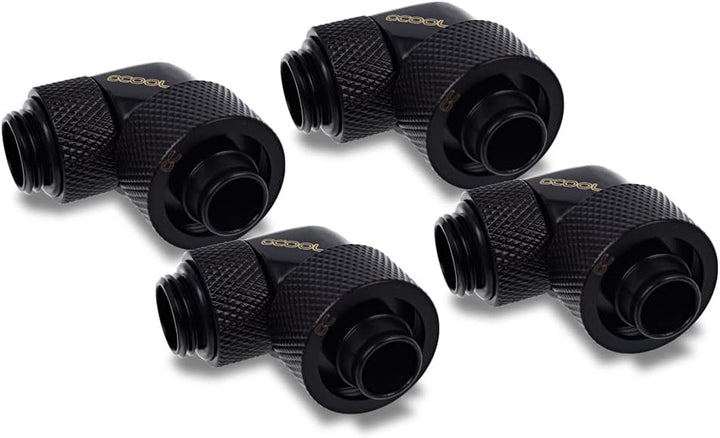 Alphacool 17613 Eiszapfen 16/10mm Anschraubtülle 90° drehbar G1/4-4pcs Set Deep Black Anschluss