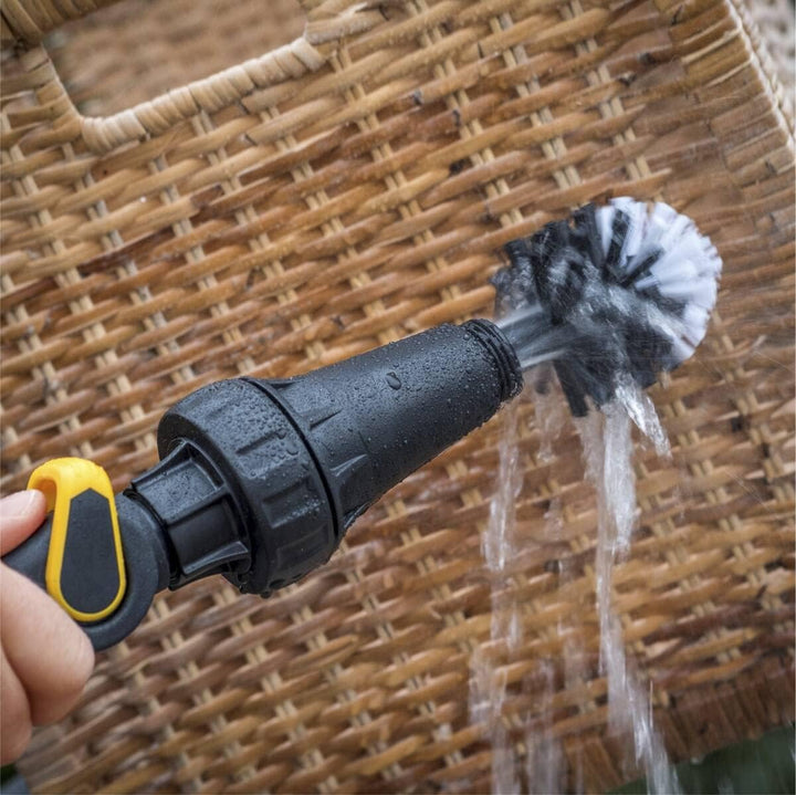 Maximex Rotierende Gartenbürste, Drehende Reinigungsbürste zum Aufstecken auf den Gartenschlauch, Pe