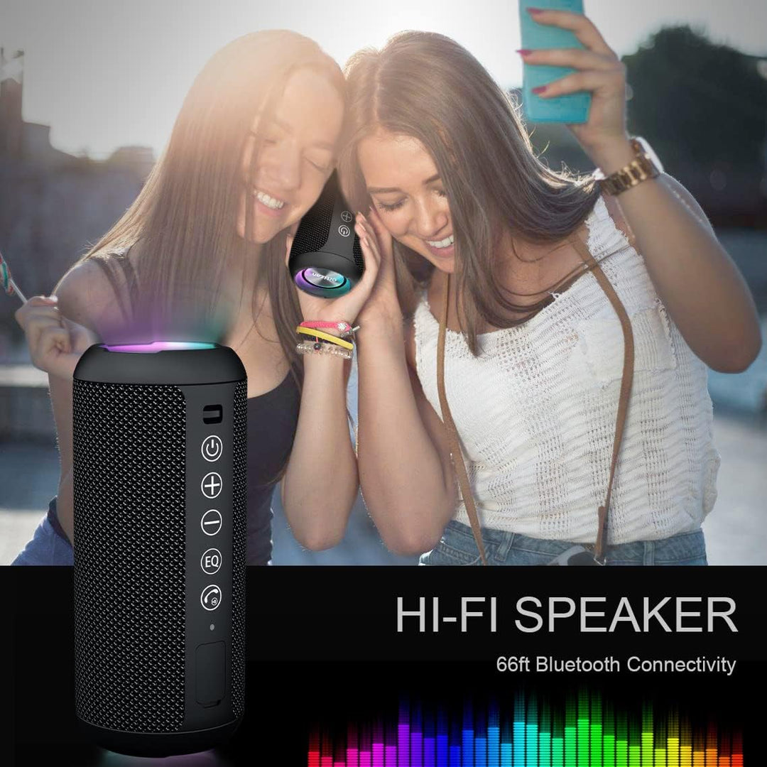 Ortizan Bluetooth Lautsprecher mit Buntem LED-Licht, Tragbarer Mini Bluetooth Box mit Freisprechfunk