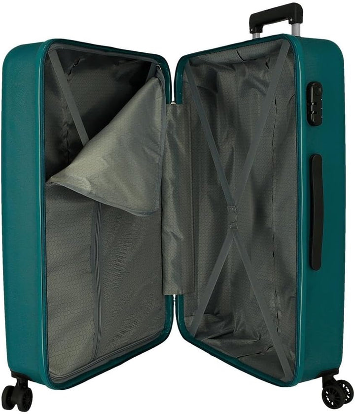 Roll Road Flex Hartschalenkoffer aus ABS-Material, Seitliches Zahlenschloss, 4 Doppelrollen Handgepä