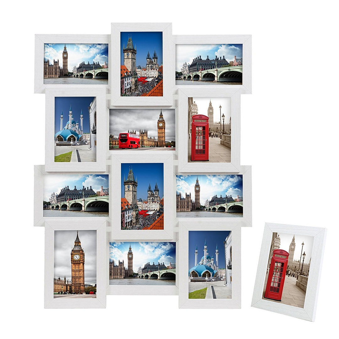 SONGMICS Bilderrahmen Collage für 12 Fotos, je 10 x 15 cm (4 x 6), mit 1 Einzelfotorahmen, 13er Foto