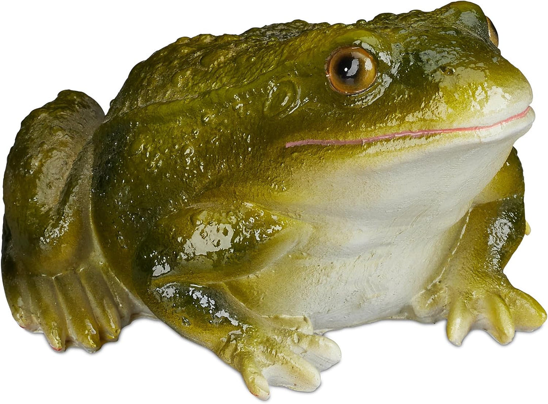 Relaxdays 10 x Gartenfigur Frosch, wetterfest, für Balkon, Terrasse, am Teich, Kunststein, sitzende