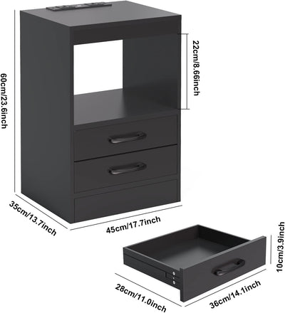 Lvhecforhm 2er Set Nachttisch, mit Steckdosen und USB-Anschlüsse, LED Licht 16Farben Beleuchtung, Sc