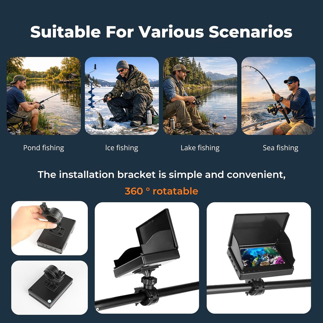 4.3'' IPS Display Fischfinder Unterwasserkamera für Angeln mit 30m Kabel, IR-Nachtsicht & Weitwinkel