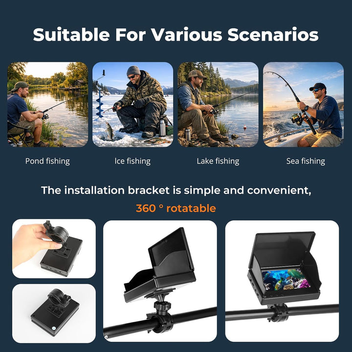 4.3'' IPS Display Fischfinder Unterwasserkamera für Angeln mit 30m Kabel, IR-Nachtsicht & Weitwinkel